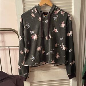Floral Hoodie Sweatshirt - Black and Pink